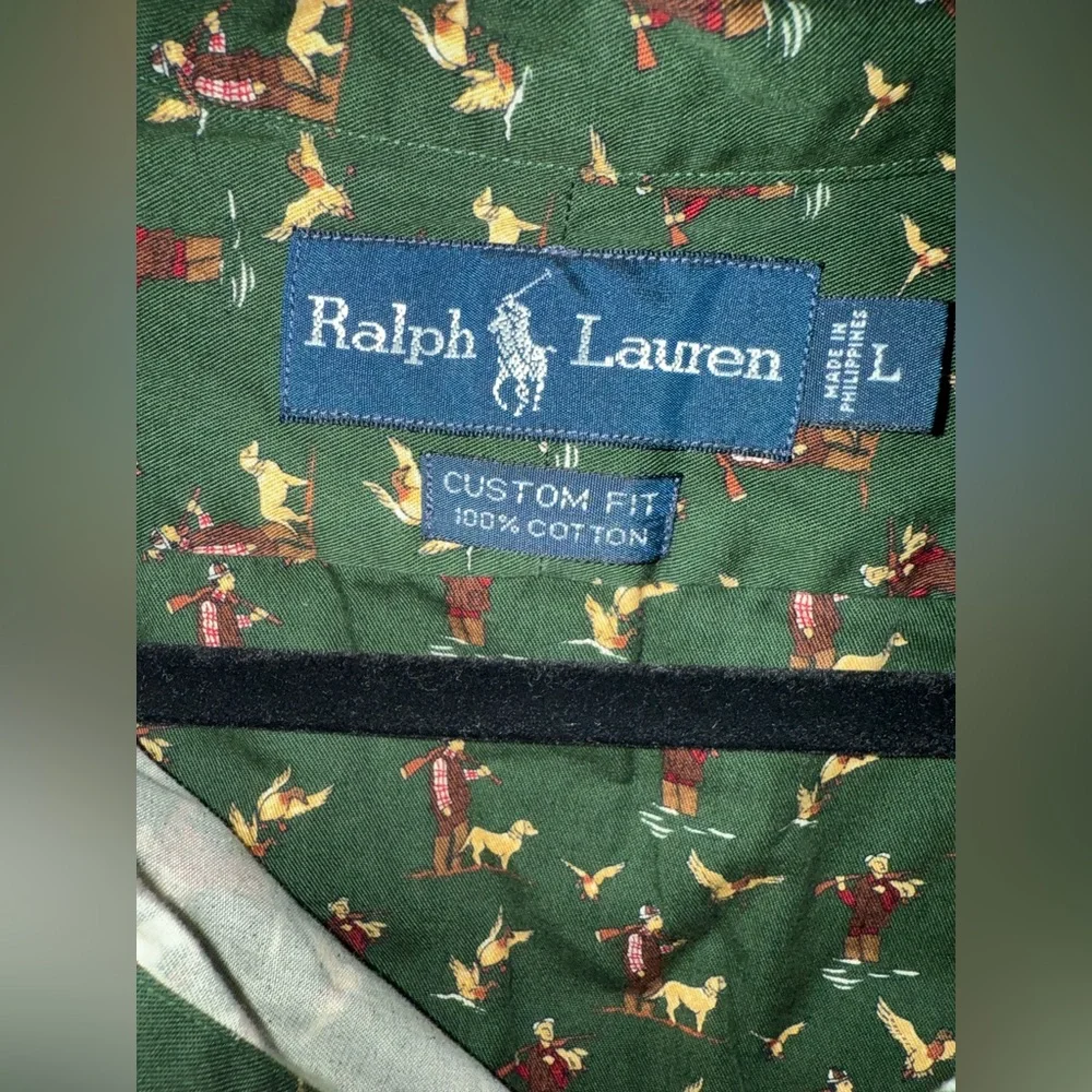 Men’s Ralph Lauren Duck Hunting Dog Print Green Custom Fit - Picture 3 of 4